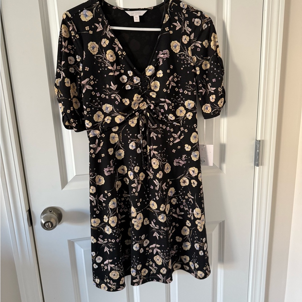 LC Lauren Conrad Black and Cream Floral Mini Dress